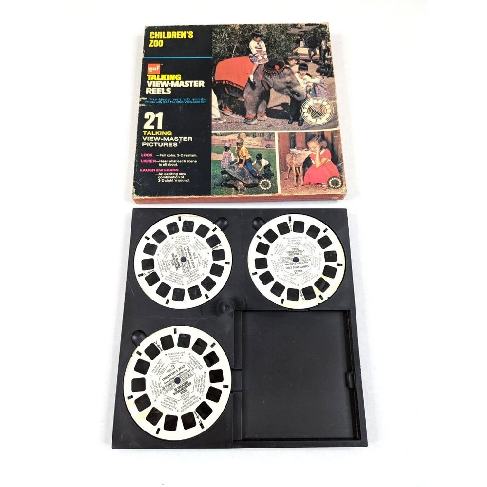 Talking View-Master Childrens Zoo‎ Educational Kids 3 Reel Set Stereoview AVB617